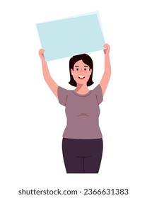 activist woman with placard illustration isolated