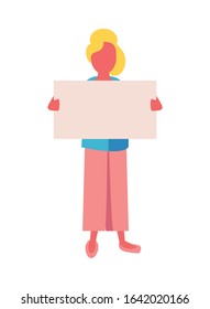 activist woman with protest banner vector illustration design