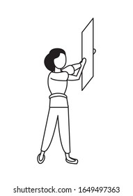 activist woman with protest banner vector illustration design