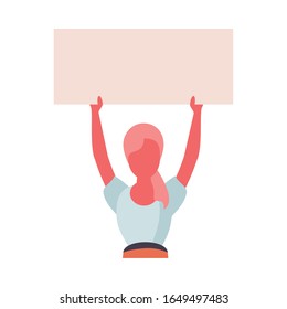 activist woman with protest banner vector illustration design