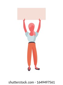 activist woman with protest banner vector illustration design