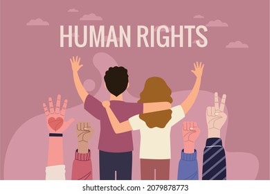 activists couple and hands human rights