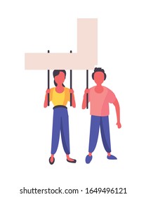 activists couple with protest banners vector illustration design