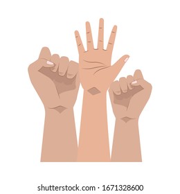 activists hands human protesting icon vector illustration design