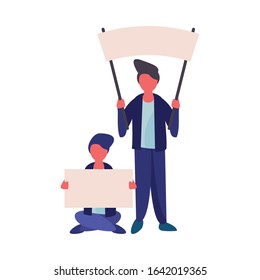 activists men with protest banners vector illustration design