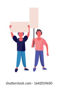 activists men with protest banners vector illustration design