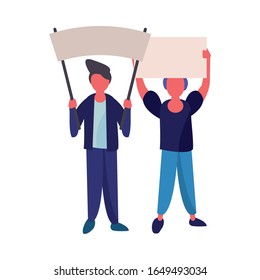 activistas hombres con banderas de protesta diseño de ilustración vectorial
