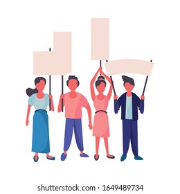 activists people with protest banners vector illustration design