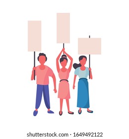activists people with protest banners vector illustration design