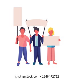activists people with protest banners vector illustration design