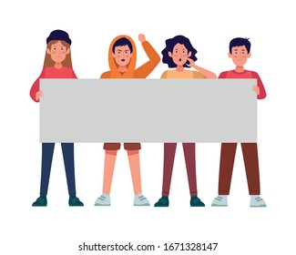 activists people protesting avatar characters vector illustration design