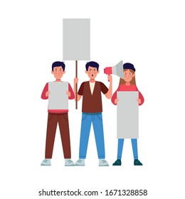 activists people protesting avatar characters vector illustration design