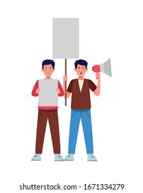 activists people protesting avatar characters vector illustration design