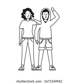 activists people protesting avatar characters vector illustration design