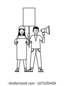 activists people protesting avatar characters vector illustration design