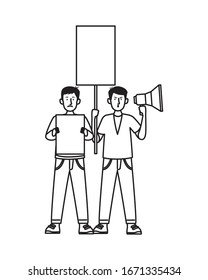 activists people protesting avatar characters vector illustration design