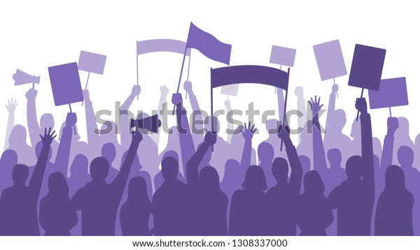 活動家は抗議する 政治暴動の看板 抗議プラカードを持つ人々 デモ旗 雇用活動家のストライキ ベジタリア人の集まり フェミニストのデモベクターイラスト のベクター画像素材 ロイヤリティフリー