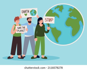 activists and save the planet placards