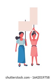 activists women with protest banners vector illustration design
