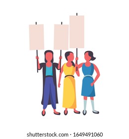 mujeres activistas con carteles de protesta diseño de ilustración vectorial