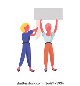 Aktivisten Frauen mit Protestbannern Vektorillustration Illustration Design
