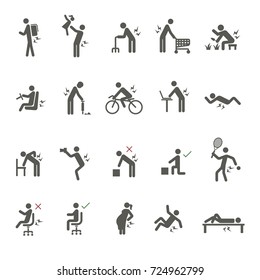 Activities Cause Back Pain Icon Set