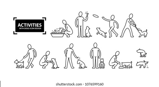 Activities with dog icon line