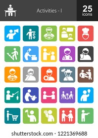Activities Filled Round Corner Icons
