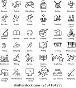 Activities and Hobbies Vector Icons Collection