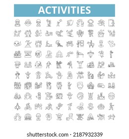 Activities icons, line symbols, web signs, vector set, isolated illustration