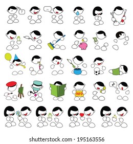 Activities Icons Set isolated on white