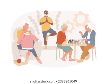 Activities for seniors isolated concept vector illustration. Activities for elderly people, older generation active lifestyle, seniors spending free time, geriatric care service vector concept.