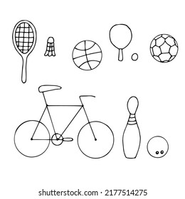 Activities set vector illustration, hand drawing doodles