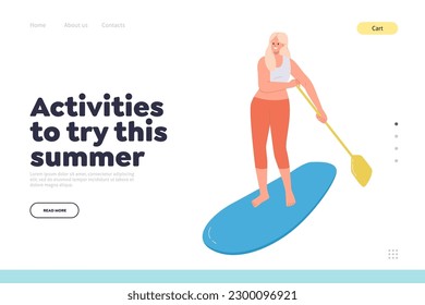 Activities to try this summer landing page offering ideas for people leisure time on vacation