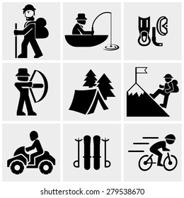 activities vector icons set on gray