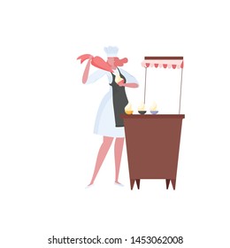 Activities woman chef in uniform. Professional restaurant worker. 