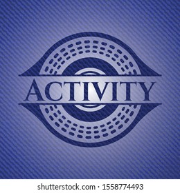 Activity badge with denim texture. Vector Illustration. Detailed.