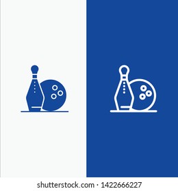 Activity, Bowling, Bowls, Keg ling Line and Glyph Solid icon Blue banner Line and Glyph Solid icon Blue banner