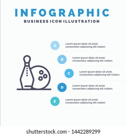 Activity, Bowling, Bowls, Keg ling Line icon with 5 steps presentation infographics Background