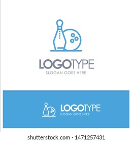 Activity, Bowling, Bowls, Keg ling Blue outLine Logo with place for tagline. Vector Icon Template background