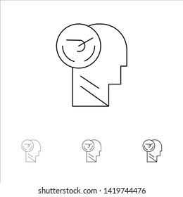 Activity, Brain, Faster, Human, Speed Bold and thin black line icon set