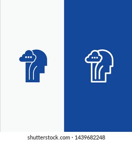Activity, Brain, Mind, Head Line and Glyph Solid icon Blue banner Line and Glyph Solid icon Blue banner