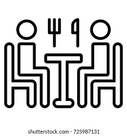 Activity at the cafe icon with precision outline design 