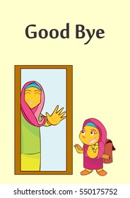 Activity Card For Children. Good Bye. Vector Illustration