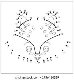 Activity coloring page connect by dots and numbers drawing. Kids worksheet with cartoon fox. Dot to dot game.