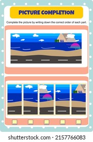 Activity to complete the missing parts in the picture