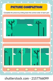 Activity to complete the missing parts in the picture
