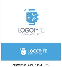 Activity, Device, Fitness, Heartbeat, Monitoring Blue Solid Logo with place for tagline