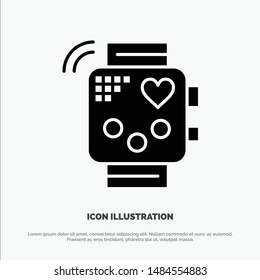 Activity, Device, Fitness, Heartbeat, Monitoring solid Glyph Icon vector. Vector Icon Template background