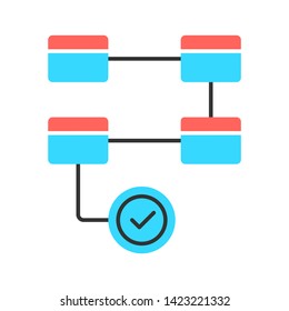 Activity diagram color icon. Workflow actions. Process map. Deployment flowchart. Problem solving stages. Step by step plan implementation. Movement to goal. Isolated vector illustration